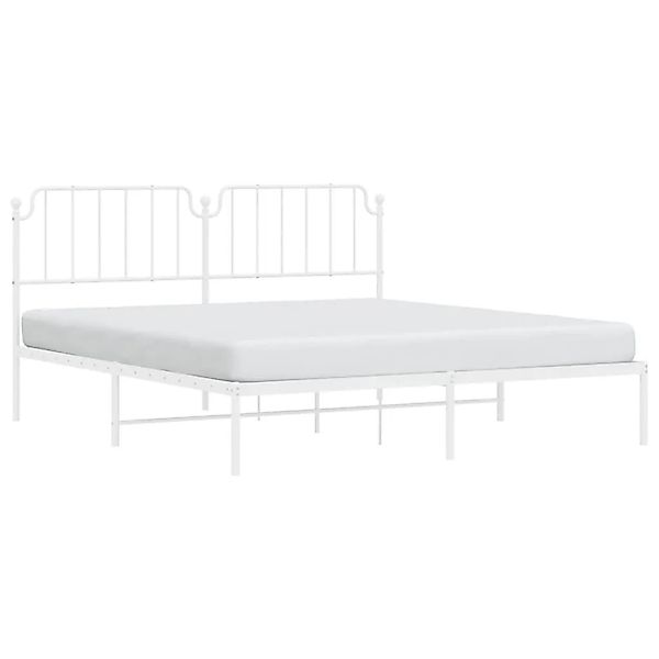 vidaXL Bettgestell mit Kopfteil Metall Weiß 160x200 cm 373939 günstig online kaufen