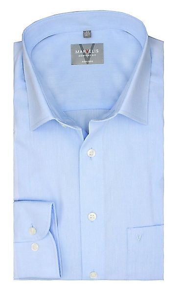 MARVELIS Businesshemd Comfort Fit, Bleu, Chambray, Bügelfrei, New Kent Krag günstig online kaufen
