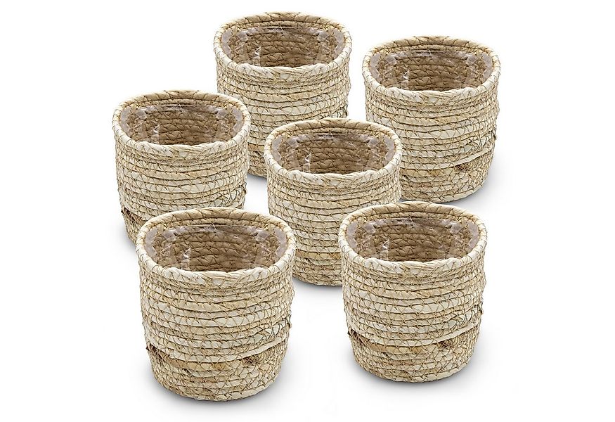 Spetebo Blumentopf Mini Blumentopf aus Grasgeflecht 10 cm - 6er Set (Set, 6 günstig online kaufen