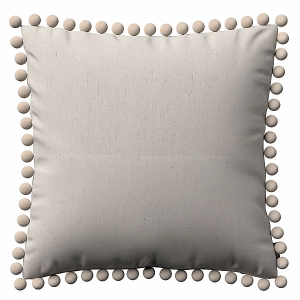 Kissenhülle Wera mit Bommeln, grau-beige, 45 x 45 cm, Leinen (159-15) günstig online kaufen