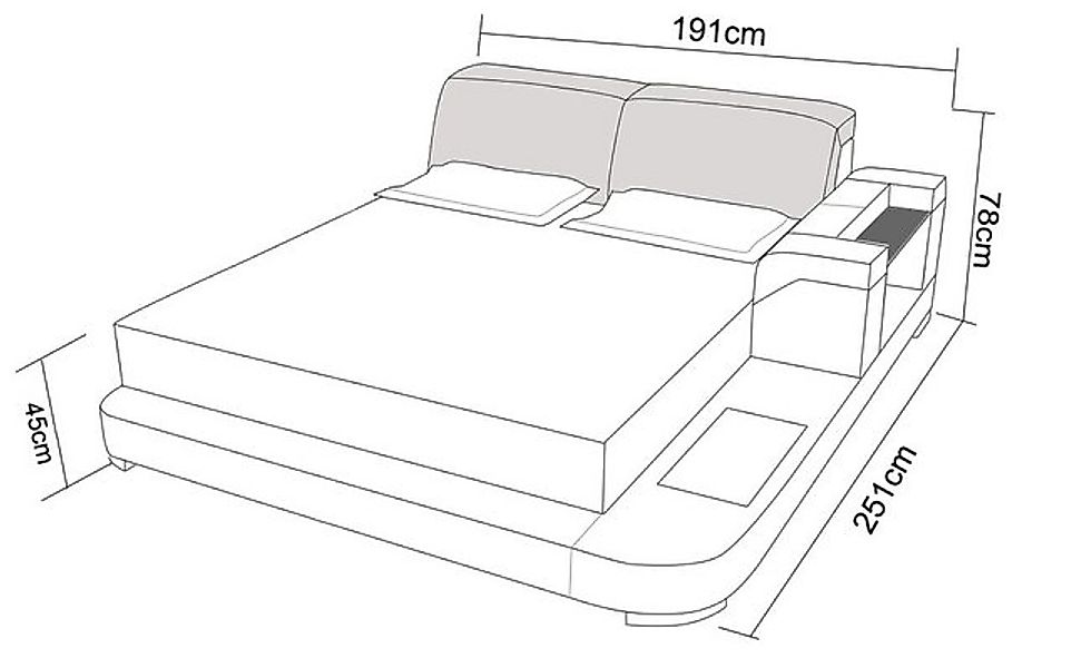 Xlmoebel Bett Großes Design-Bett mit Lederpolsterung und Multifunktionsrega günstig online kaufen