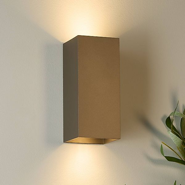 Wandlampe London Square, braun, Höhe 15 cm, Metall, 2-flg. günstig online kaufen