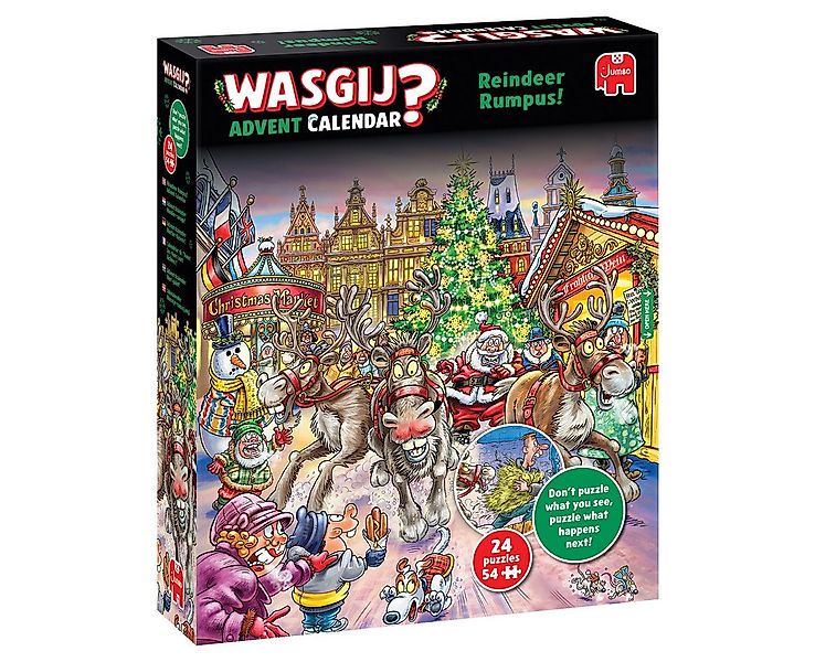 Jumbo Spiele Puzzle Wasgij Adventskalender Rentier-Raserei!, 54 Puzzleteile günstig online kaufen