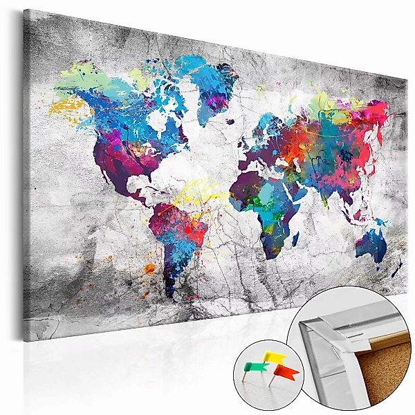 Korkbild - World Map: Grey Style [cork Map] günstig online kaufen