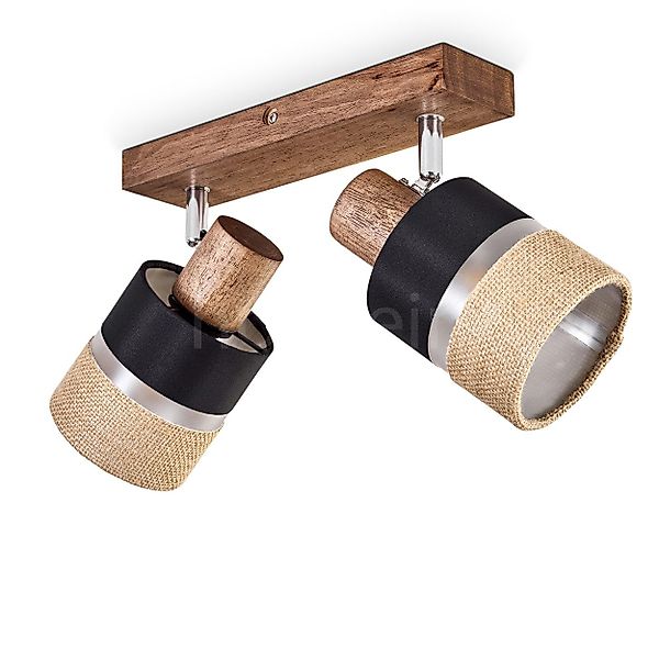 hofstein Deckenleuchte Deckenlampe aus Holz/Metall/Leinen in günstig online kaufen
