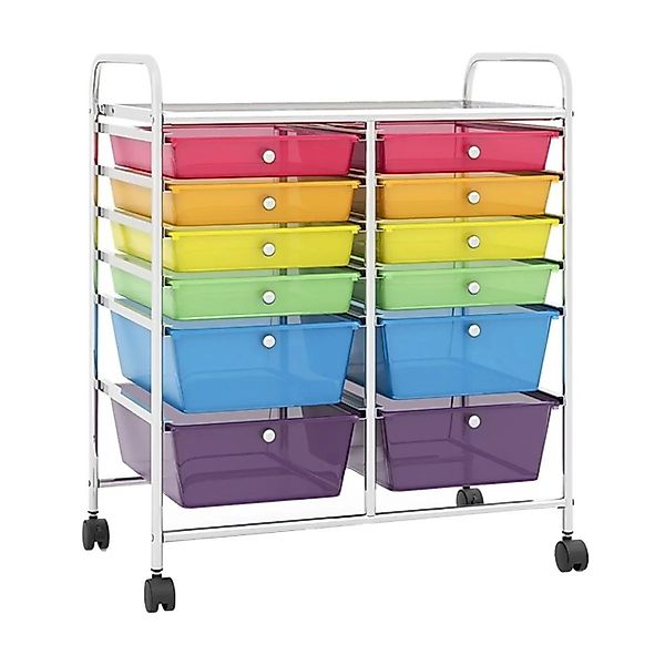 Costway Rollwagen mit 12 Stapelbaren Schubladen Transparent Bunt günstig online kaufen