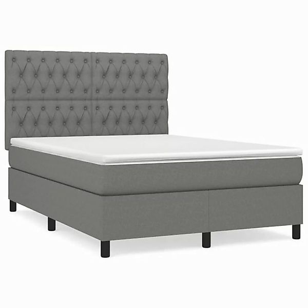 furnicato Bett Boxspringbett mit Matratze Dunkelgrau 140x190 cm Stoff (1-tl günstig online kaufen