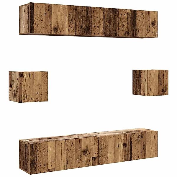 vidaXL 6-Tlg TV-Schrank-Set Wandmontage Altholz-Optik Holzwerkstoff 3328989 günstig online kaufen
