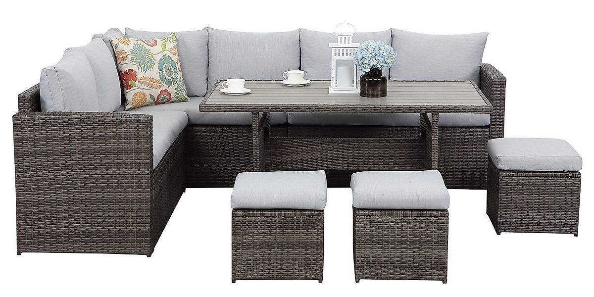 MeXo Gartenlounge-Set Lounge Gartenmöbelset für 8-10 Personen, (Rattan Gart günstig online kaufen