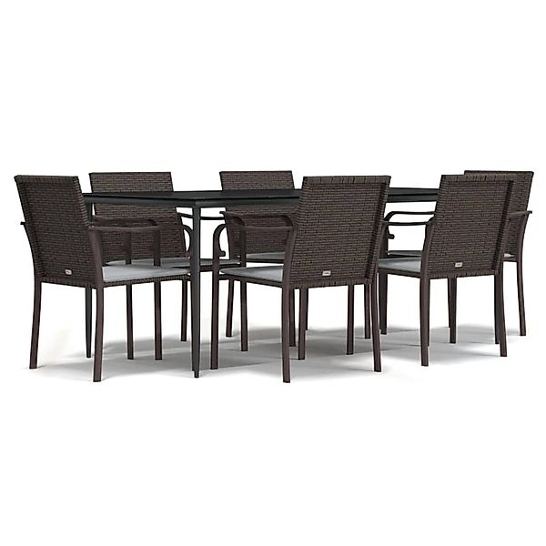 vidaXL 7-Tlg Garten-Essgruppe mit Kissen Poly Rattan und Stahl 3186949 günstig online kaufen