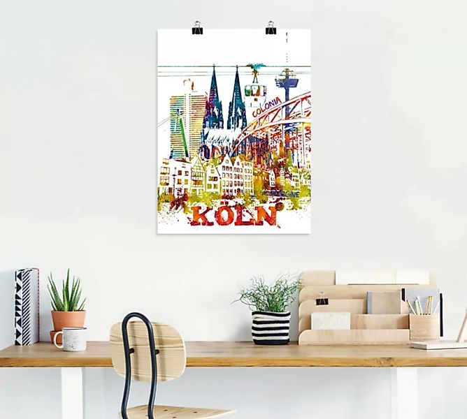 Artland Leinwandbild "Köln Dom Grafik", Köln, (1 St.), auf Keilrahmen gespa günstig online kaufen