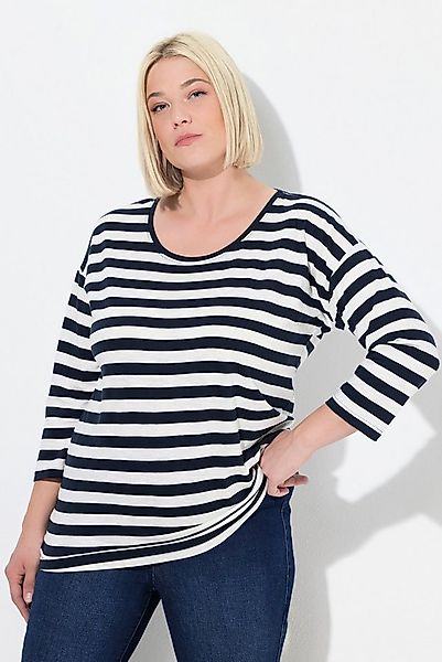 Ulla Popken T-Shirt Shirt Ringel Oversized Rundhals Langarm günstig online kaufen