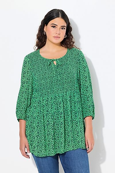 Ulla Popken Druckbluse Smokbluse Blüten A-Linie günstig online kaufen