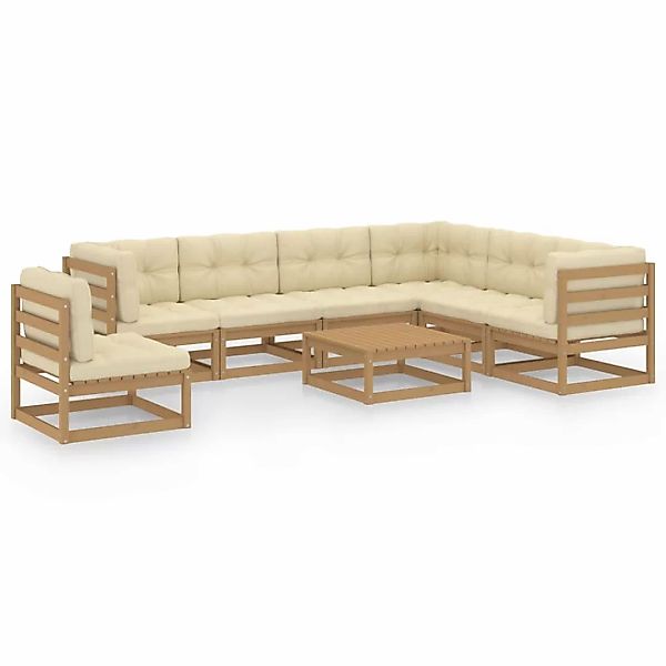 8-tlg. Garten-lounge-set Kissen Honigbraun Kiefer Massivholz günstig online kaufen