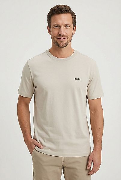 BOSS GREEN Rundhalsshirt Tee mit gummiertem Kontrast-Logo günstig online kaufen