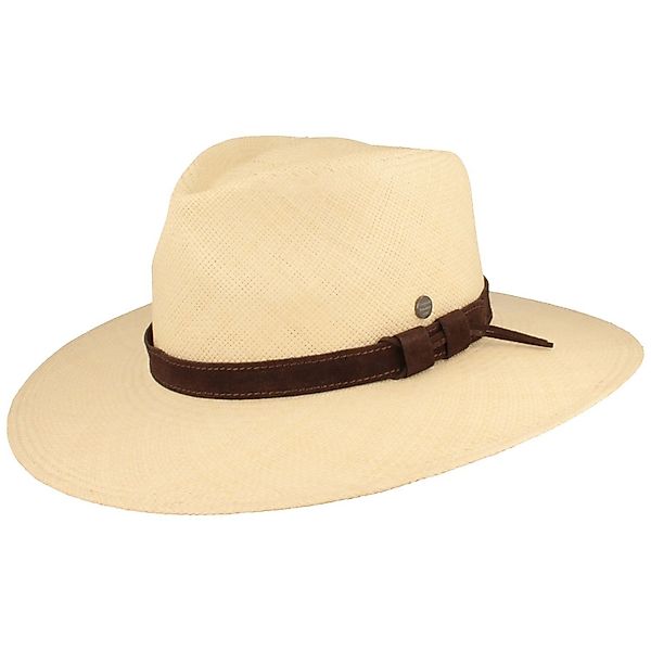 Breiter Strohhut Breiter Panama-Hut mit Leder-Garnitur günstig online kaufen