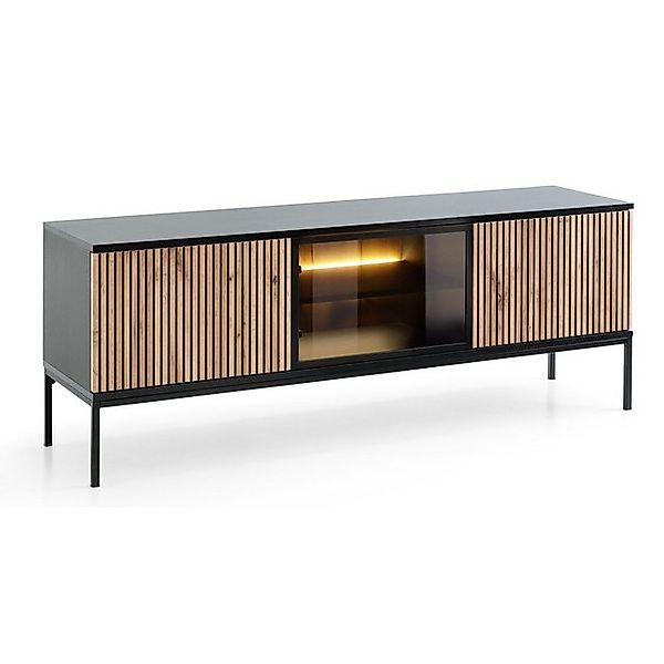 Selsey TV-Schrank TOSENA TV-Lowboard mit LED-Beleuchtung, Lamellenfront, Gl günstig online kaufen