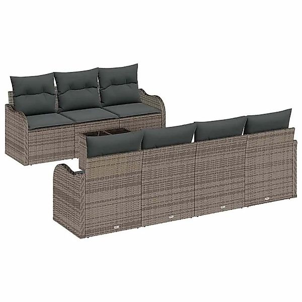 vidaXL Gartensofa-set 8-Tlg Grau Poly-Rattan und Stahl und Glas 3354278 günstig online kaufen