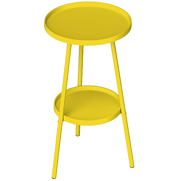 Outsunny Kleiner runder Beistelltisch mit 2 Ebenen, Gartentisch, für Terras günstig online kaufen