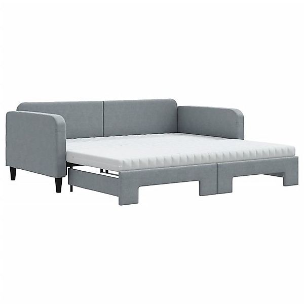 vidaXL Bett, Tagesbett Ausziehbar mit Matratze Hellgrau 100x200 cm Stoff günstig online kaufen