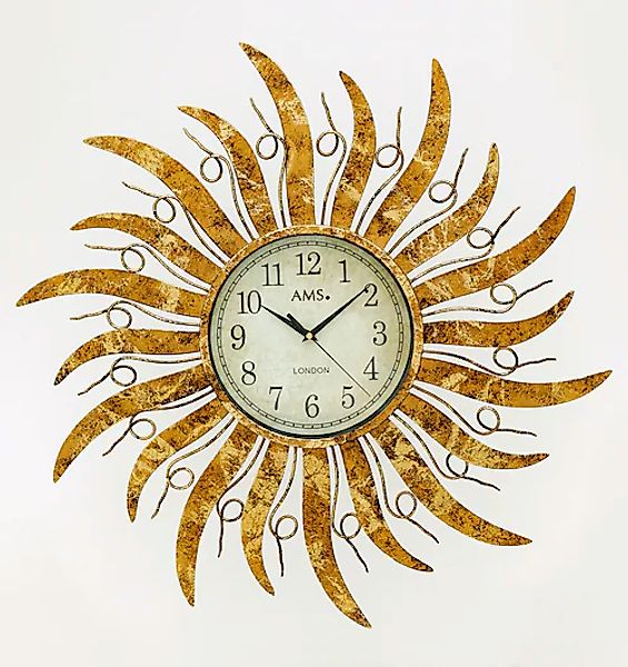 AMS Wanduhr W9639 (Quarzuhr, Metall, Sonne, günstig online kaufen