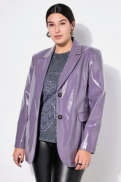 Studio Untold Blusenblazer Blazer Wide Shape Lackleder-Optik Revers Langarm günstig online kaufen