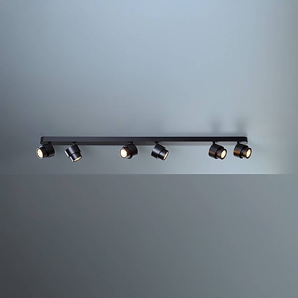LED-Spot BRUSH, schwarz, 110 cm, 6-flg., Metall, dim 2.700 K günstig online kaufen
