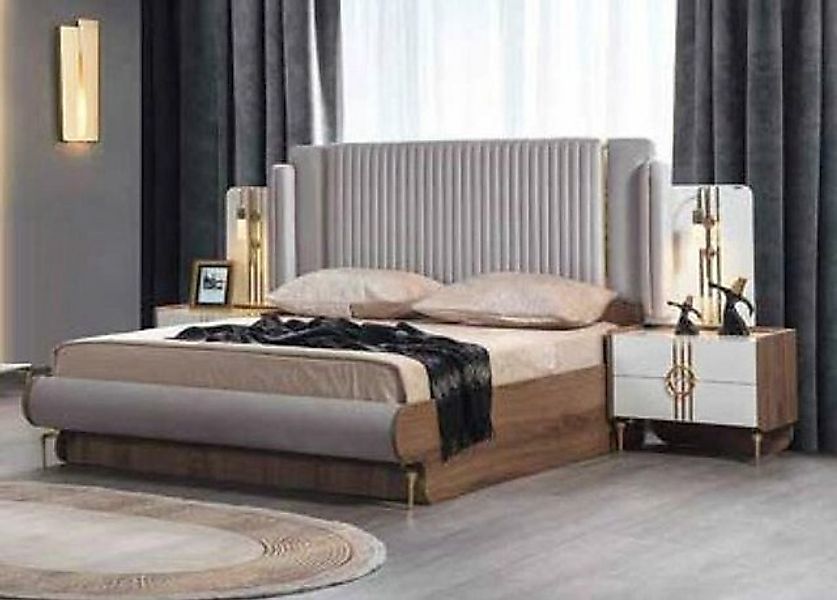 JVmoebel Bett Modernes luxuriöses Polstermöbel Bettgestell aus echtem Holz günstig online kaufen