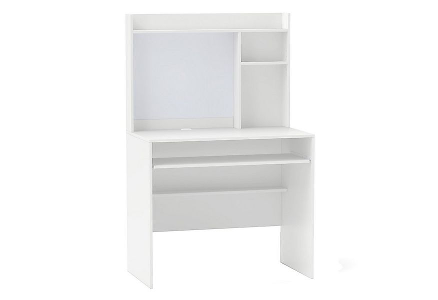 COSTWAY Schreibtisch, mit magnetischer Pinnwand & Aufsatz 89x50x138cm weiß günstig online kaufen