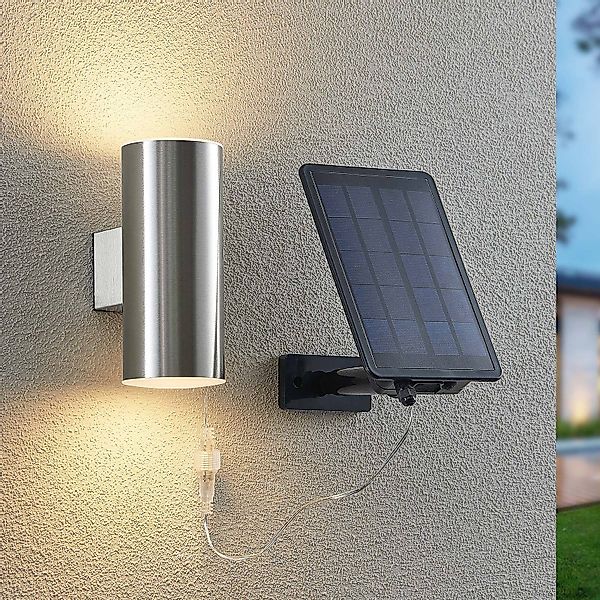 Lindby Maurun LED-Solarwandleuchte, silber günstig online kaufen