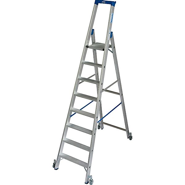 Krause Stehleiter Stabilo 8 Stufen Fahrbar 250 cm x 76 cm x 150 cm günstig online kaufen