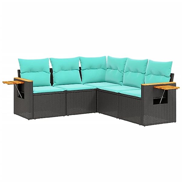 vidaXL 5-Tlg Garten-Sofagarnitur mit Kissen Schwarz Poly Rattan 3226799 günstig online kaufen