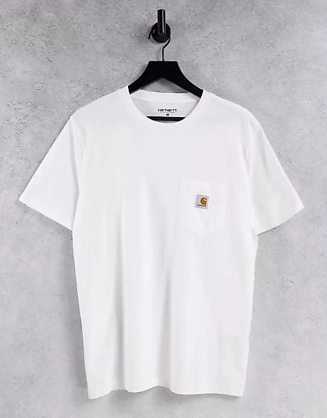Carhartt WIP – Weißes T-Shirt mit Tasche günstig online kaufen