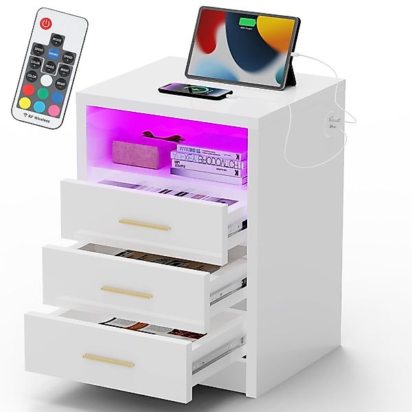 oyajia Nachttisch Nachttisch Sofatisch mit LED-Beleuchtung,Nachtschrank günstig online kaufen