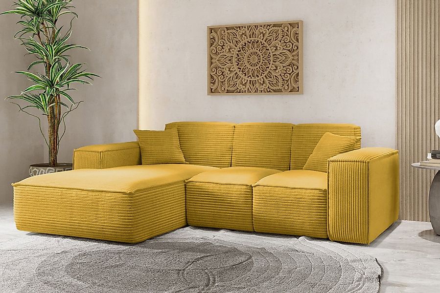 Kaiser Möbel Ecksofa Eckcouch L form, Wohnzimmer Couch SIENA stoff Poso günstig online kaufen