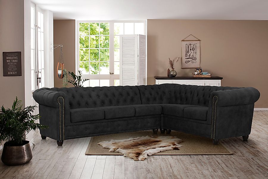 Home affaire Chesterfield-Sofa "Rysum L-Form" Chesterfield-Optik, langer Sc günstig online kaufen