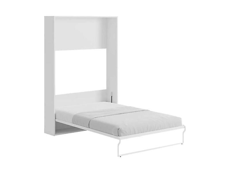 Schrankbett 140 x 200 cm - Manuelle vertikale Öffnung - Weiß - MALINA II günstig online kaufen