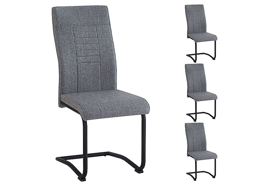 CARO-Möbel Esszimmerstuhl ALBA (4 St), Küchen Schwingstuhl Stoffbezug gepol günstig online kaufen