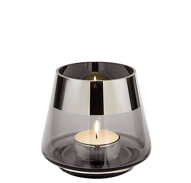Fink Teelichthalter JONA Teelichthalter - H.13cm - Glas/Silberfolie - grau/ günstig online kaufen