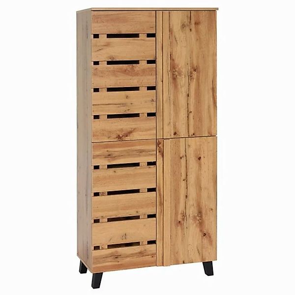 MCW Hochschrank Schrank HWC-M46 Paletten-Design, Mit 8 Staufächern günstig online kaufen