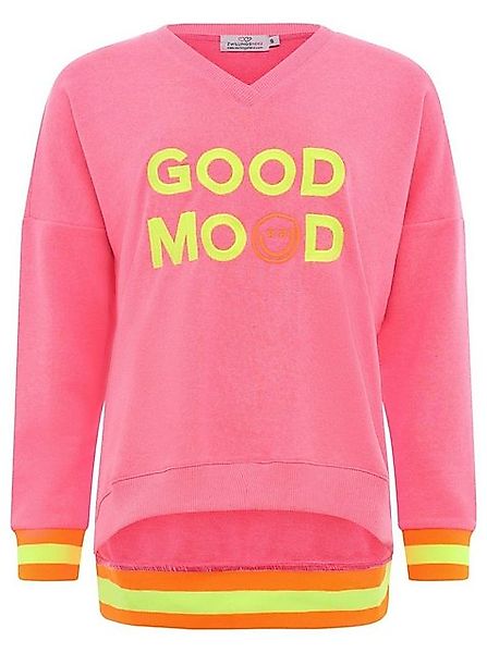 Zwillingsherz Sweatshirt Dana mit "Good Mood"-Schriftzug und neonfarbenen B günstig online kaufen