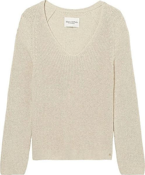 Marc O'Polo Strickpullover mit dekorativem Strickmuster am Ärmel und V-Neck günstig online kaufen