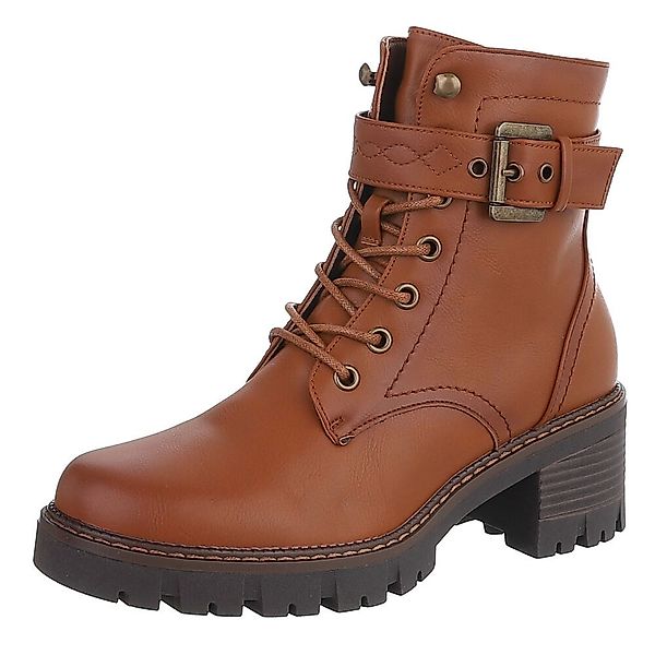Ital-Design Damenstiefel mit Blockabsatz und Schnürverschluss günstig online kaufen