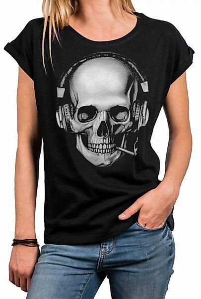 MAKAYA Print-Shirt Damen Cooles T-Shirt mit Totenkopf Design Skull Top - Au günstig online kaufen