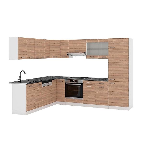 Vicco R-Line Eckküche Sonoma/Weiß 227 x 287 cm AP Anthrazit günstig online kaufen