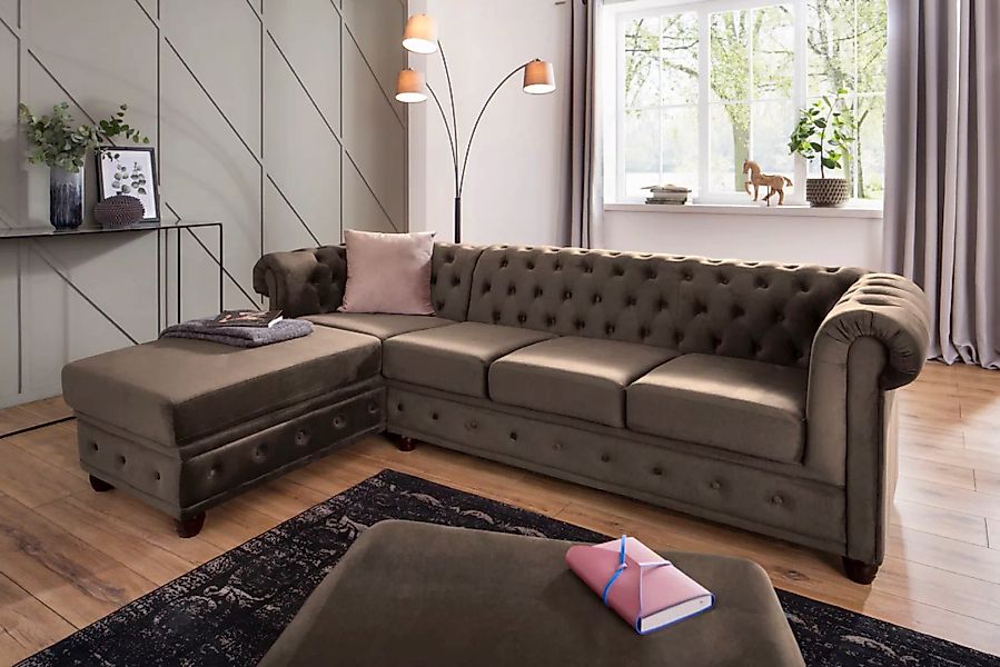 Home affaire Chesterfield-Sofa "New Castle L-Form", hochwertige Knopfheftun günstig online kaufen