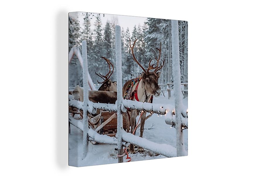 OneMillionCanvasses® Leinwandbild Ein Rentier im Dorf des Weihnachtsmanns i günstig online kaufen