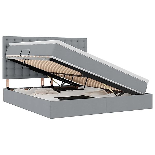 vidaXL Stauraumbett mit Matratze Hellgrau 180 x 200 cm Kunstleder 3371922 günstig online kaufen