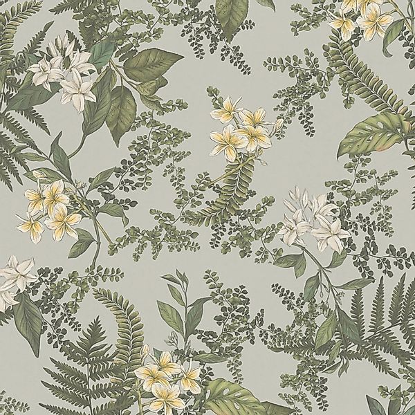 PROFHOME 394242-GU Blumen Tapete Floral Matt Grau Weiß Gelb 0,53 m x 10,05 günstig online kaufen
