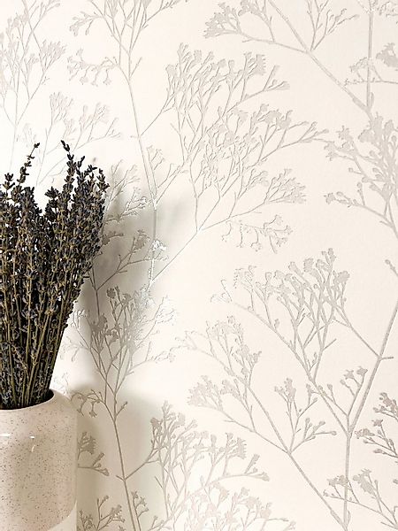 Newroom Vliestapete, Creme Tapete Floral Äste - Ästetapete Blumentapete Nat günstig online kaufen